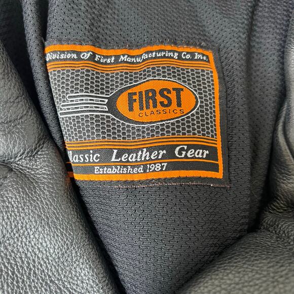 First Classics Genuine Leather Black Biker Jacket Mens Full Zip Black Size Large - Picture 4 of 15